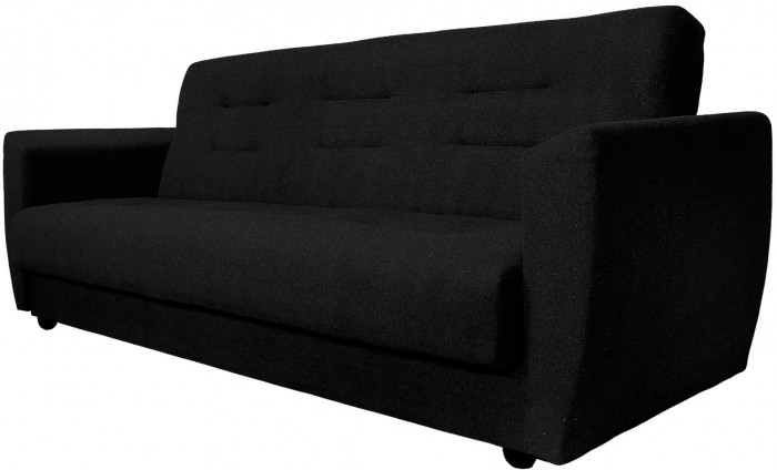 Раскладной диван-кровать, прямой, книжка, цвет черный, Лира 140х190