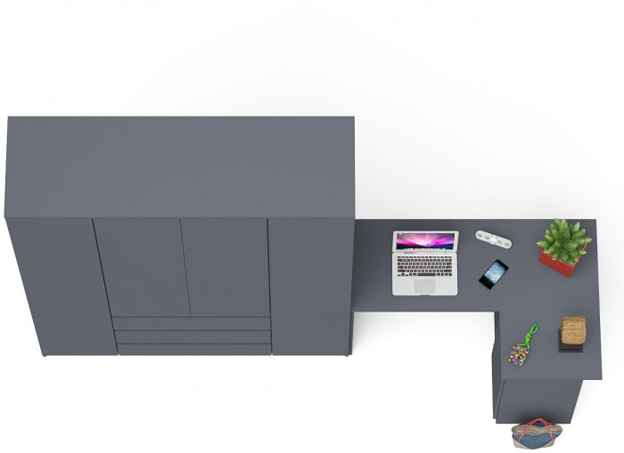Мори компьютерный стол МС-16 правый + Шкаф МШ1600.1, графит