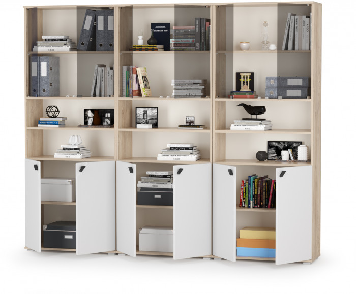 КР100 Бостон № 51, цвет дуб эндгрейн элегантный/фасады МДФ милк рикамо софт, 13.156+13.156+13.156, ШхГхВ 230,4х35,1х194,4 см.