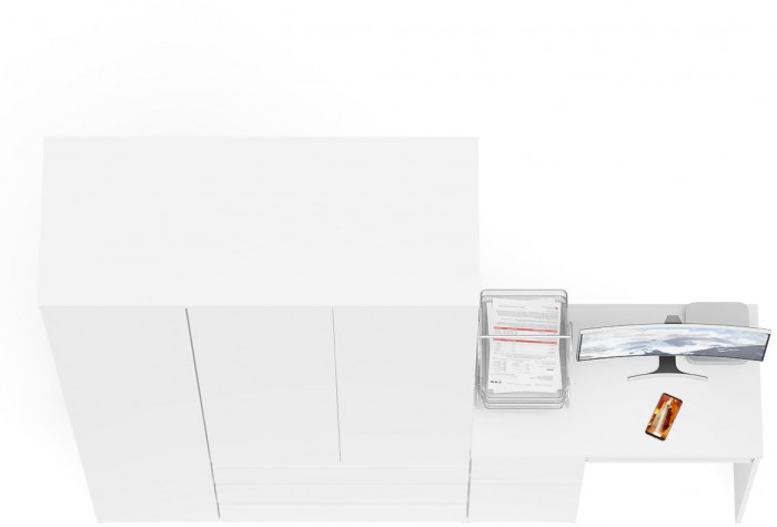 Мори компьютерный стол МС-1 левый + Шкаф МШ1200.1, белый