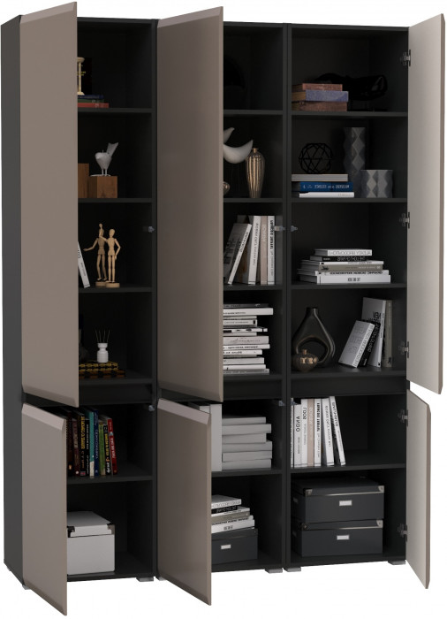 Сидней 13.200 Шкаф 3 штуки, корпус: антрацит/фасады: МДФ веллюто капучино