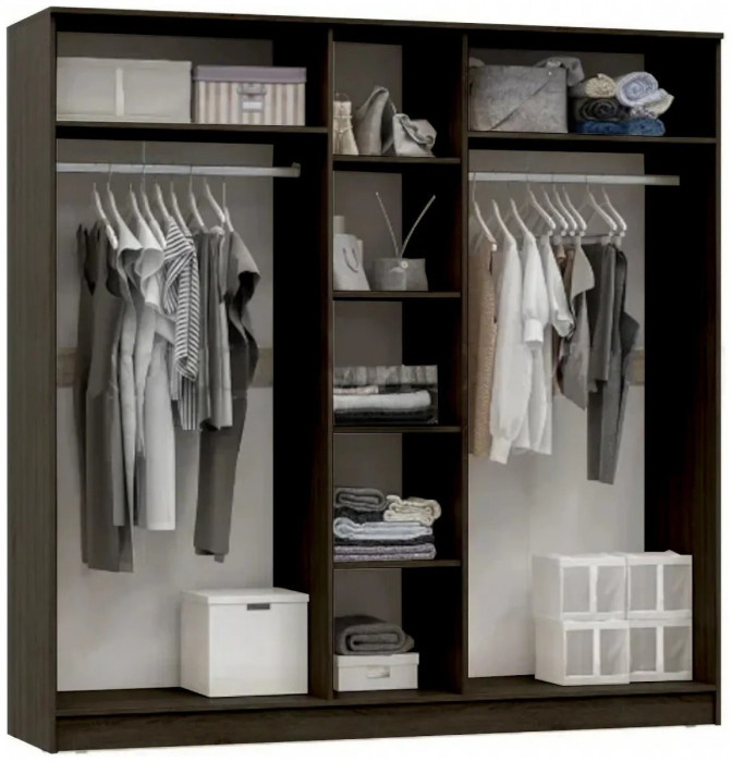 Мартина Шкаф для одежды 5-дверный (Белый глянец, Венге)