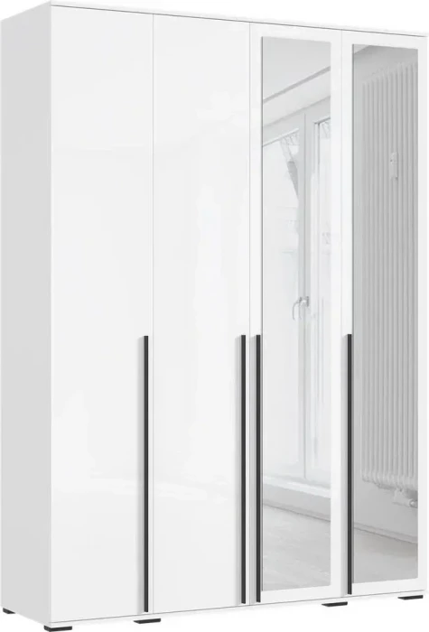 Норд Шкаф 4-х створчатый 1600 с 2-мя зеркалами, Белый глянец/Белый
