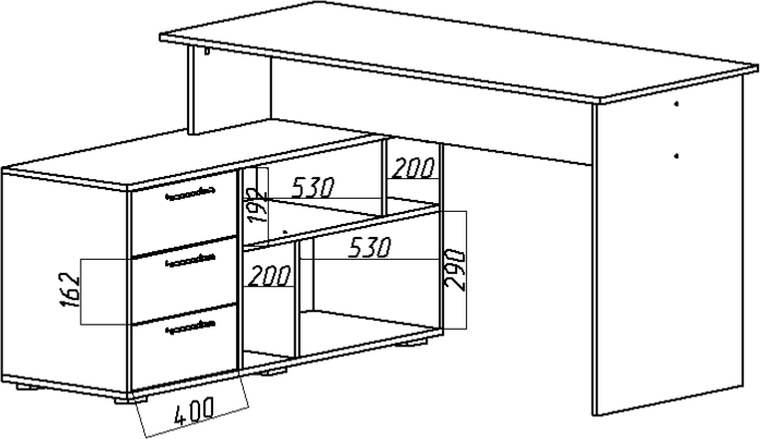 Стол компьютерный СК-11, ЛДСП (Белый)