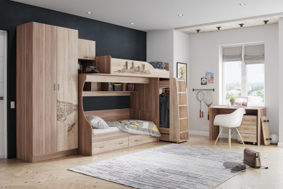 Подростковая Орион, набор 3, Ясень шимо/Дуб сонома