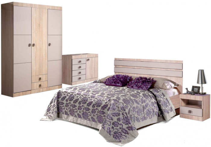 Набор мебели для спальни "Лондон" - Дуб сонома/Капучино светлый