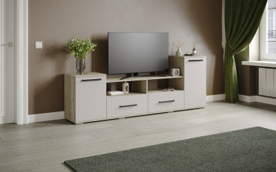 Тумба ТВ Парус-2, Дуб крафт серый/Кашемир