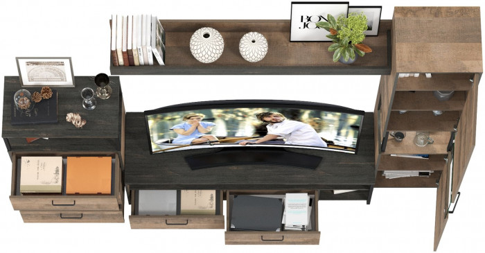 Трувор Гостиная 023, цвет дуб гранж песочный/интра, ШхГхВ 260,6х45,4х210 см., универсальная сборка