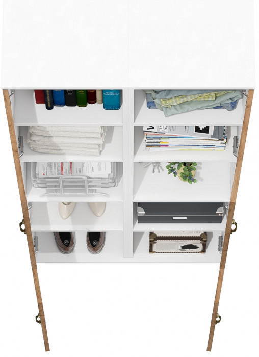 Лидер-8 Пенал 2 шт., цвет белый шагрень/крафт золото, ШхГхВ 80х30х190 см., универсальная сборка