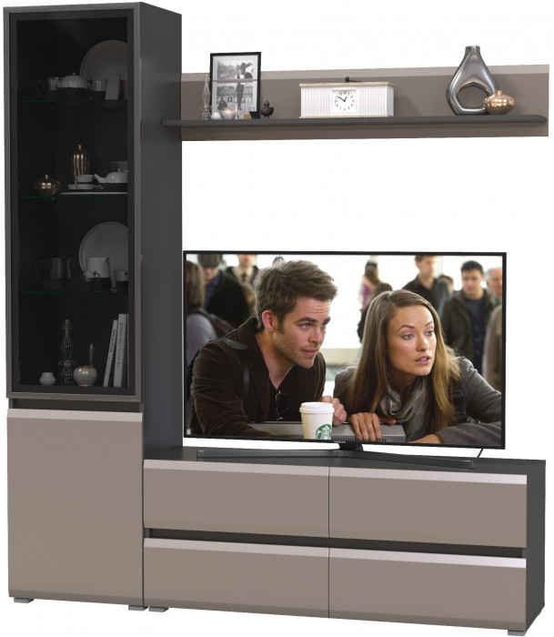 Сидней Комплектация № 048, корпус: антрацит/фасады: МДФ веллюто капучино