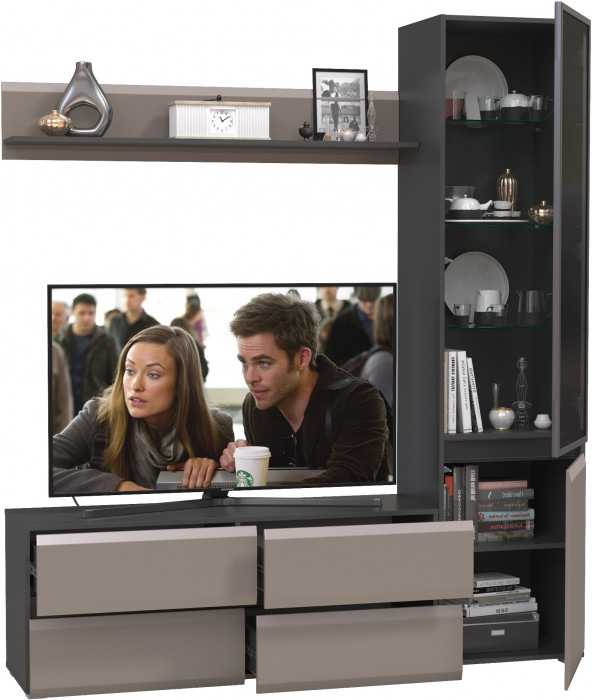 Сидней Комплектация № 048, корпус: антрацит/фасады: МДФ веллюто капучино