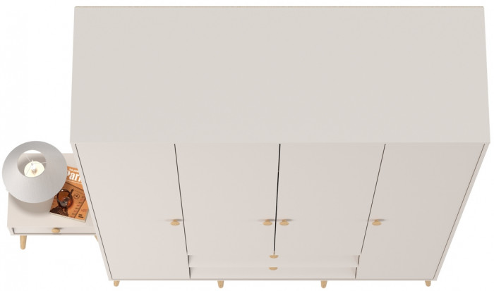 Афина Спальня Шкаф 4-х дверный + Тумба прикроватная, кашемир серый