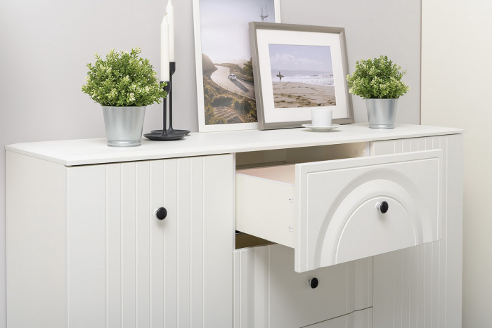 Валенсия Гостиная № 092, ЛДСП белый шагрень/МДФ белый шагрень