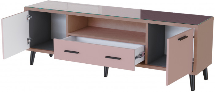 Тумба ТВ интерьерная 1,6 Ланс пыльная роза/мдф пудра