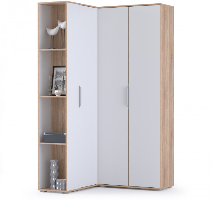 Куба Прихожая 10, цвет дуб сонома/белый премиум, ШхГхВ 118х107,3х210,6 см., универсальная сборка