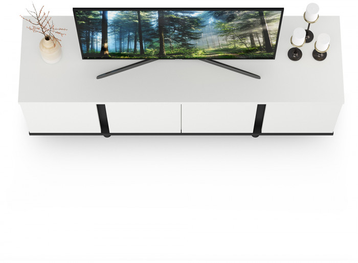 Тумба под ТВ Квадро 13.276, белый шагрень(ЛДСП 16 мм. и 22 мм.)/чёрный(ЛДСП 22 мм.)