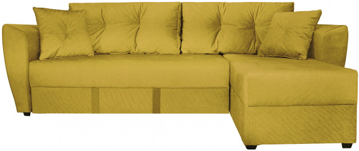 Диван-кровать угловой Амстердам Люкс, 160х200, еврокнижка, независимый пружинный блок, велюр, желтый
