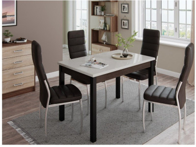 Стол обеденный Бостон-2 металл черный/белый гранит