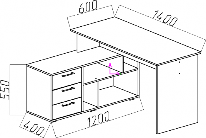 Стол компьютерный СК-11, ЛДСП (Ясень шимо темный)