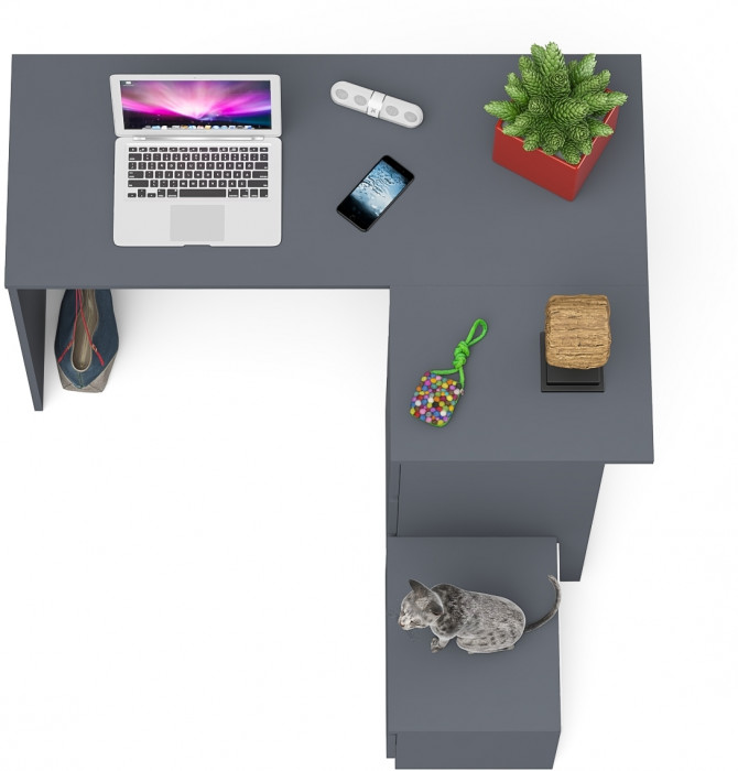 Мори Стол компьютерный МС-16 правый + Тумба ТМП400.1, цвет графит, ШхГхВ 164,8х84,9х76,6 см., выдвижные ящики справа, НЕ универсальная сборка