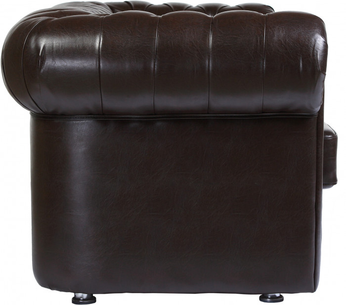 Диван кожаный коричневый, прямой 3-х местный, для дома, офиса, гостиной, кабинета Честер