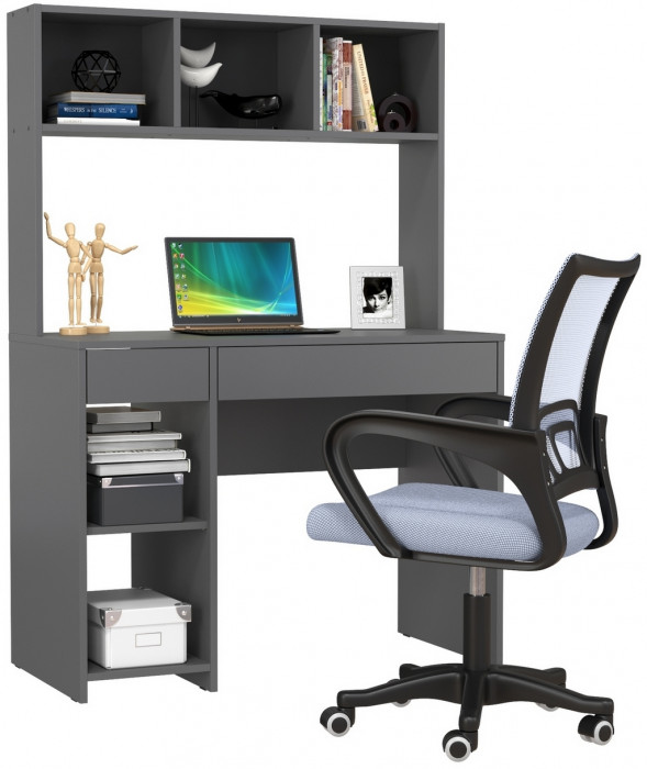 компьютерный стол Комфорт 12.77F + кресло 103 серое, тёмно-серый