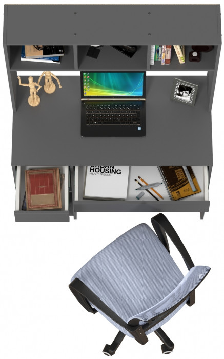 компьютерный стол Комфорт 12.77F + кресло 103 серое, тёмно-серый