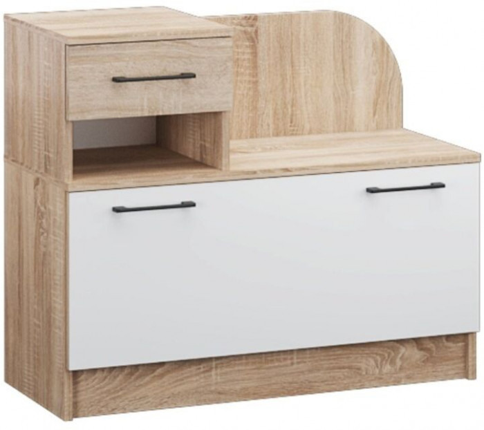 Денвер тумба под обувь дуб сонома/Белый