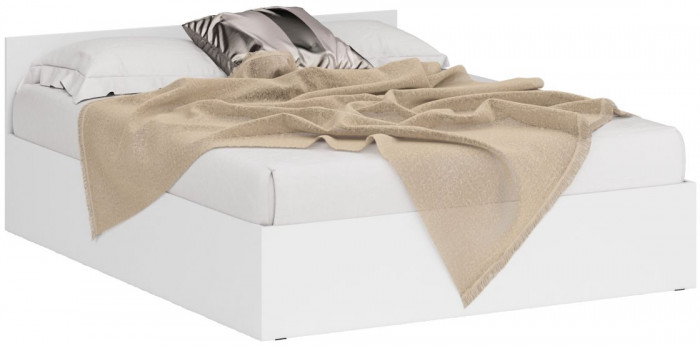 Кровать 1600 + Шкаф 2-х створчатый Стандарт, цвет белый, ШхГхВ 163,5х203,5х70 + 90х52х200 см., сп.м. 1600х2000 мм., без матраса, основание есть