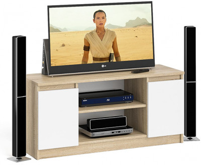 Мори Тумба ТВ МТВ1200.1, цвет дуб сонома/белый, ШхГхВ 120,4х41х54,6 см.