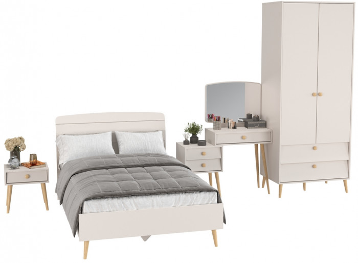 Афина Спальня 22-1200, цвет кашемир серый, сп.м. 1200х2000 мм., б/м, основание есть - фанера