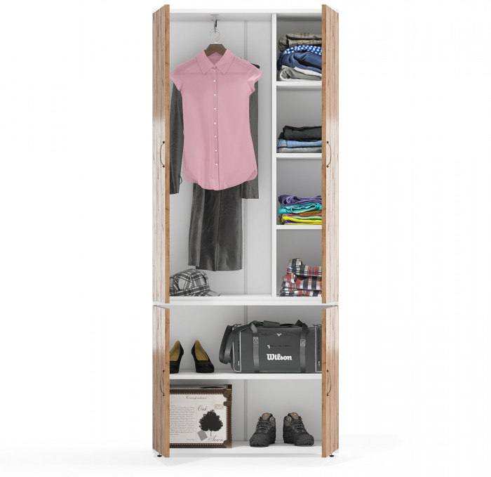 Лидер-8 Модуль Шкаф МД 20Б, белый шагрень/крафт золото