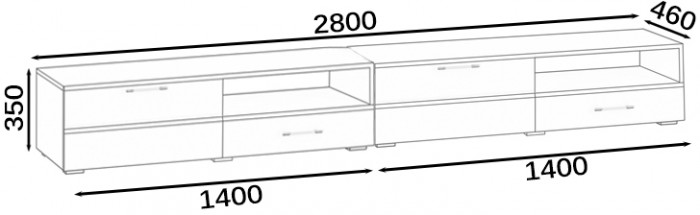 Тумба под ТВ Ларго 1, корпус дуб сонома/фасады МДФ белый глянец