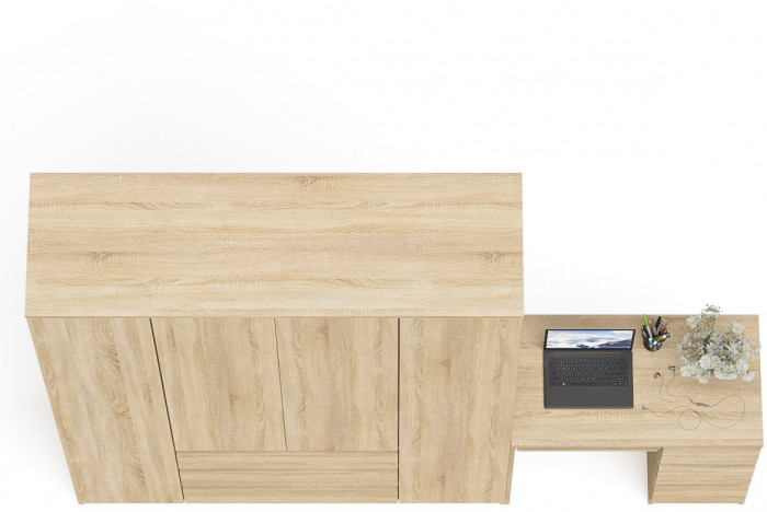 Мори компьютерный стол МС-6 правый + Шкаф МШ1600.1, дуб сонома