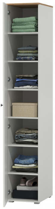 Остин 13.225 Шкаф-пенал, белый шагрень/дуб крафт золотой