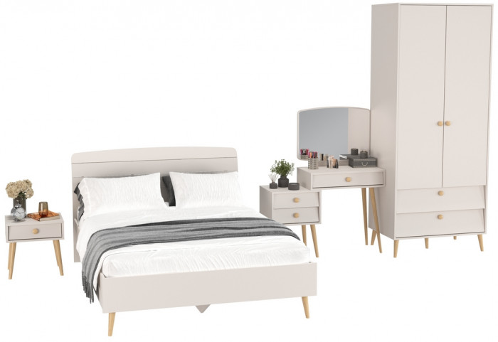 Афина Спальня 22-1400, цвет кашемир серый, сп.м. 1400х2000 мм., б/м, основание есть - фанера