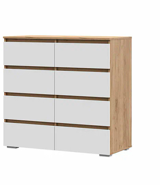 Хелен КМ 04 Комод 8 ящиков (1002х958х460) белый/дуб крафт золото