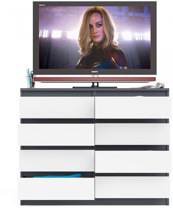 Мори Комод МК1200.8, графит/белый