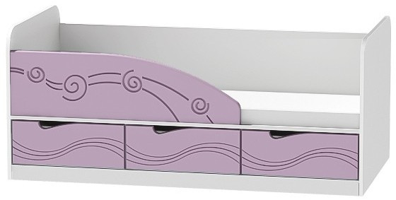 Кровать Бриз-4 80х160 Волна (Ирис/Белый/Правый)