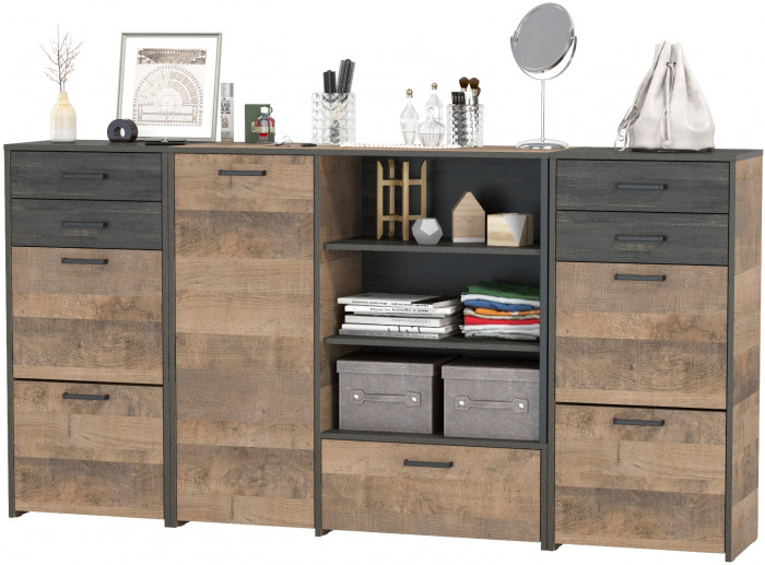 Трувор 13.241.06 Тумба для обуви + 13.307.01 Комод + 13.241.06 Тумба для обуви, дуб гранж песочный/интра