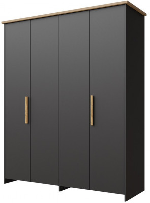 Шкаф четырехдверный "Скандинавия" - Антрацит/Дуб наварра