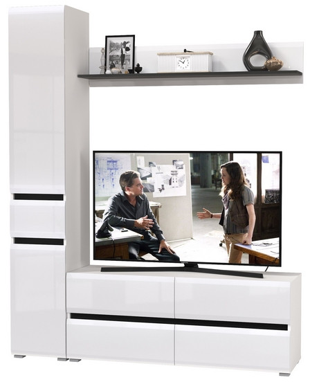 Сидней Комплектация № 051, корпус: белый/чёрный/фасады: МДФ белый глянец