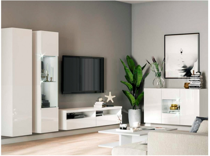 Гостиная Флорис, вариант №6 (Белый глянец, Белый)