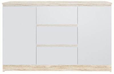 Челси Комод 1200 (2 двери 3 ящика) (Белый глянец, Дуб Сонома)