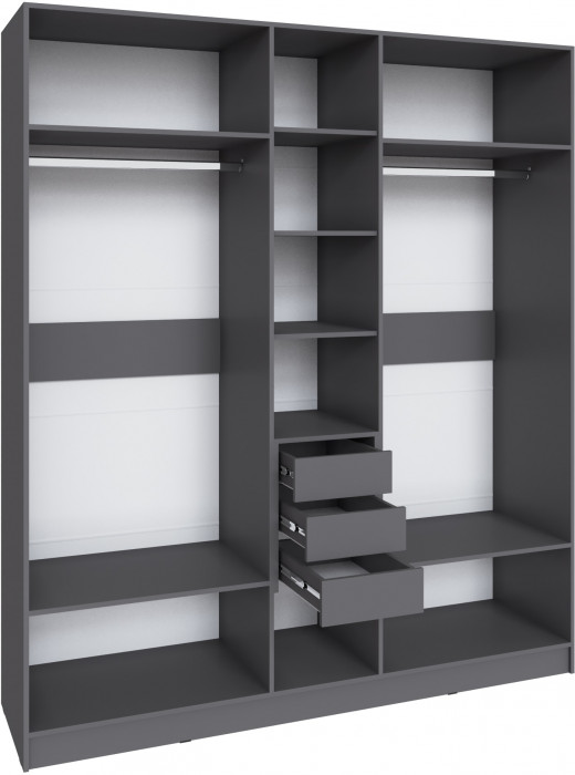 Шкаф Мадрид (2,0) с 3 ящ. внутри с зеркалом, Графит серый