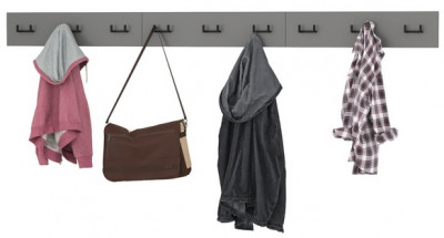 Октава 15.14.02 Вешалка + 15.14.02 Вешалка + 15.14.02 Вешалка, цвет серый графит, ШхГхВ 194,1х4,7х15 см.