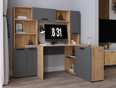 Модульный Офис Квартет-13, композиция 4, Дуб крафт золотой/Графит серый