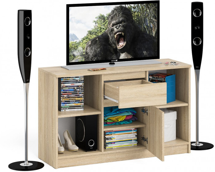 Мори Тумба ТВ МТВ1204.1, цвет дуб сонома, ШхГхВ 120,4х41х73 см.