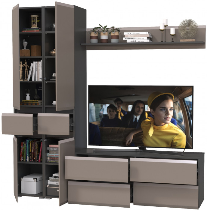 Сидней Комплектация № 052, корпус: антрацит/фасады: МДФ веллюто капучино