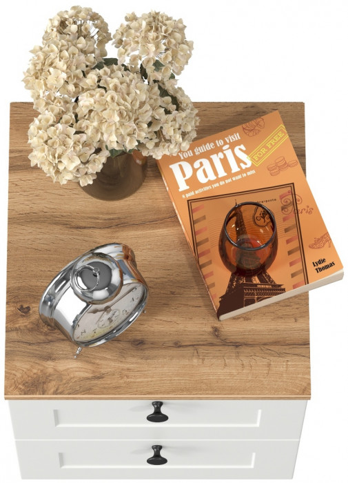 Остин 16.152 Тумба прикроватная, цвет белый шагрень/дуб крафт золотой, ШхГхВ 40х41,9х43,9 см.